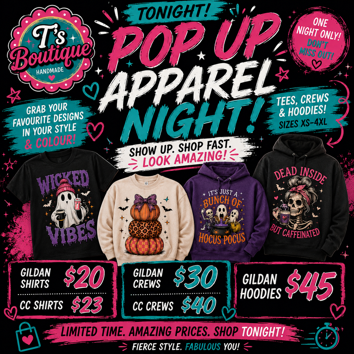 🎃🚨 TONIGHT ONLY! $20 Shirts • Halloween Apparel LIVE! 👻🛍️